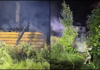 Nocny pożar - spłonął opuszczony budynek - zdjęcie główne