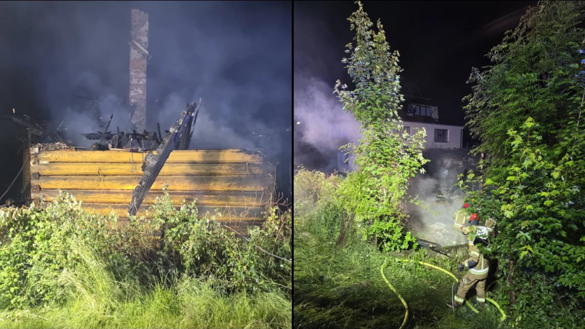 Działania strażaków podczas nocnego pożaru budynku mieszkalnego