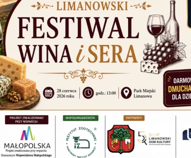 Fundacja Limanowska zaprasza na pierwszą edycję Limanowskiego Festiwalu Wina i Sera - zdjęcie główne