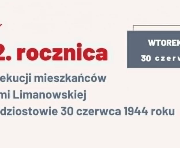 Zaproszenie na 82. rocznicę egzekucji mieszkańców Limanowej i Ziemi Limanowskiej w Rdziostowie - Zdjęcie główne