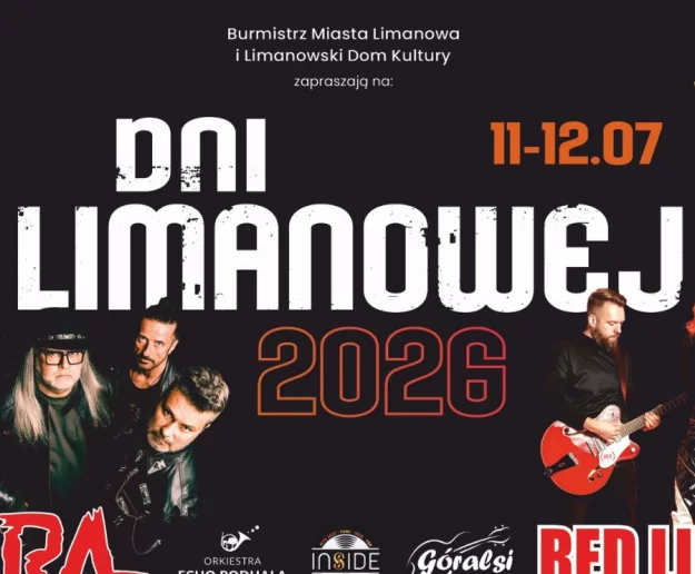 Dni Limanowej 2026 – wielkie święto miasta z gwiazdami polskiej sceny muzycznej! - Zdjęcie główne