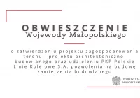 Obwieszczenie Wojewody Małopolskiego o zatwierdzeniu projektu oraz udzieleniu pozwolenia - zdjęcie główne