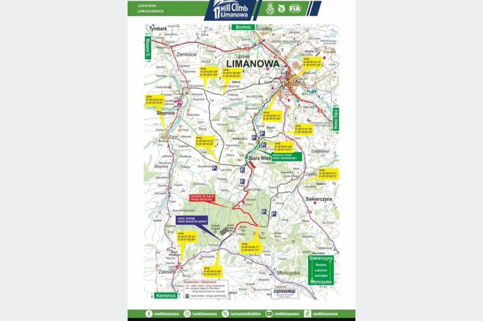 Ważne informacje dla kibiców 17. Hill Climb Limanowa – Wyścigu Górskiego „Przełęcz pod Ostrą” - zdjęcie 3