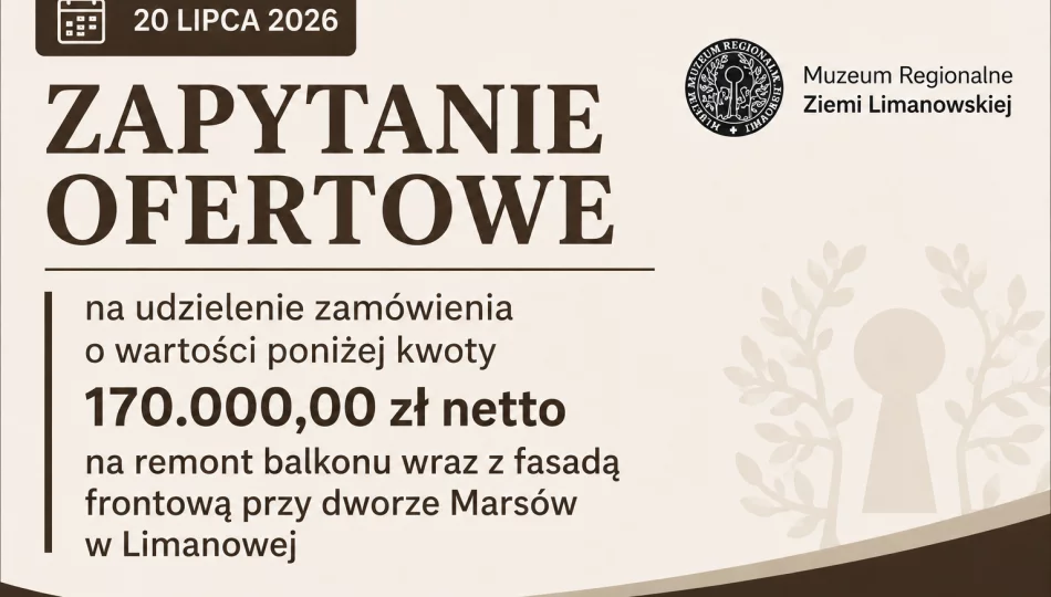 Zapytanie ofertowe dotyczące remontu balkonu i fasady frontowej przy Dworze Marsów - zdjęcie 1