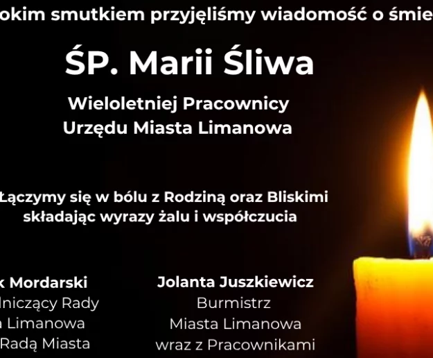 Kondolencje z powodu śmierci Marii Śliwa - Zdjęcie główne