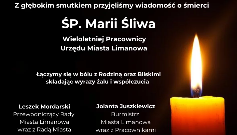 Kondolencje z powodu śmierci Marii Śliwa - zdjęcie 1