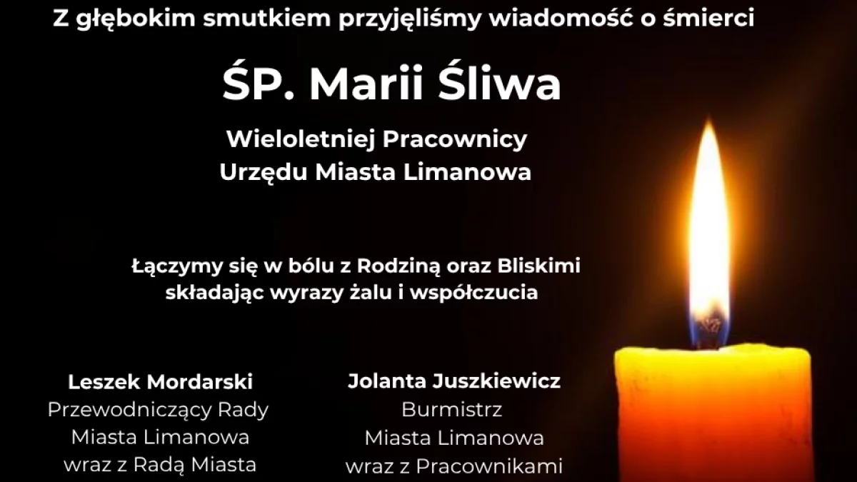 Kondolencje z powodu śmierci Marii Śliwa
