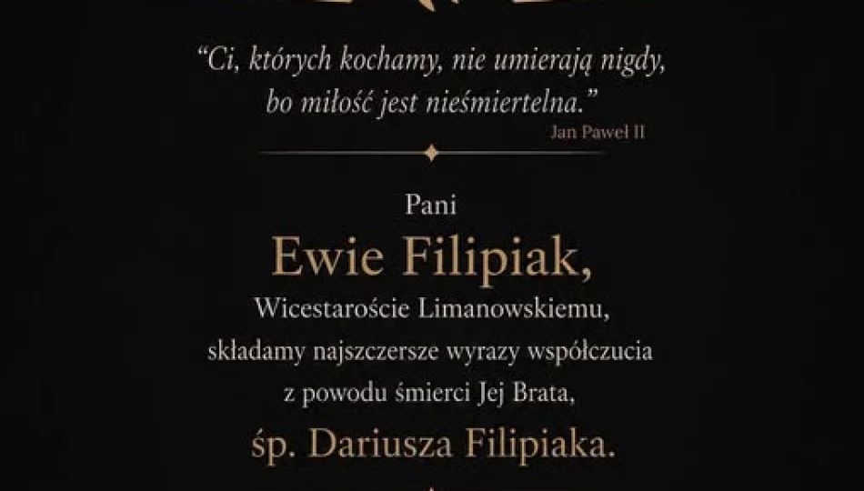 Kondolencje dla Ewy Filipiak, Wicestarosty Limanowskiego - zdjęcie 1