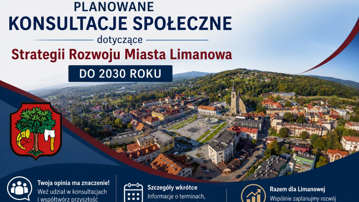 OGŁOSZENIE Burmistrza Miasta Limanowa o przeprowadzeniu konsultacji z mieszkańcami i innymi interesariuszami projektu Strategii Rozwoju Miasta Limanowa do 2030 roku