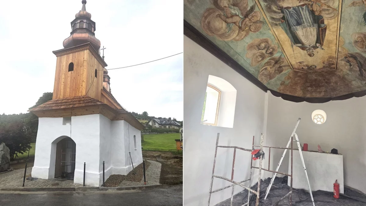 Kaplica św. Barbary w Łostówce po renowacji dachu i elewacji