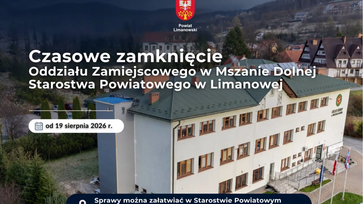 Oddział zamiejscowy starostwa zostaje tymczasowo zamknięty