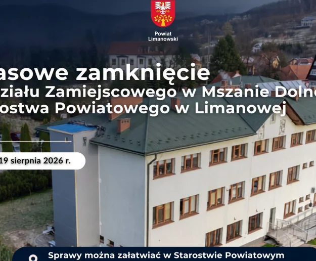 Oddział zamiejscowy starostwa zostaje tymczasowo zamknięty - zdjęcie główne