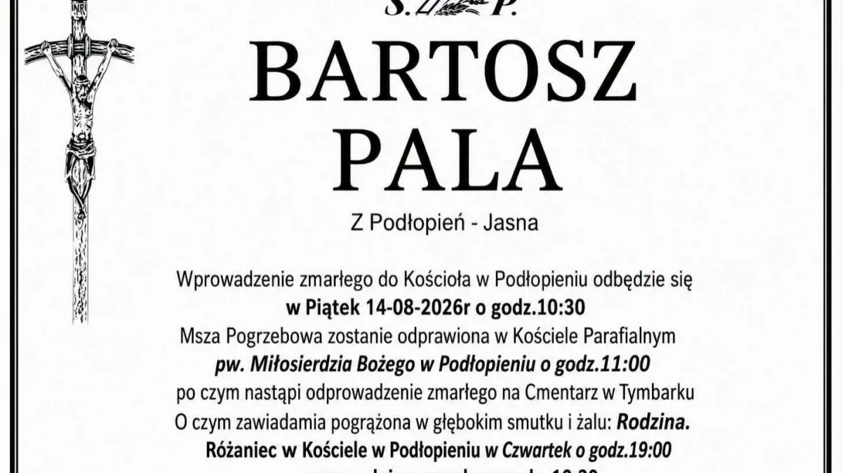 Znana data pogrzebu 18-letniego Bartosza. Tragiczny finał wypadku w Podłopieniu