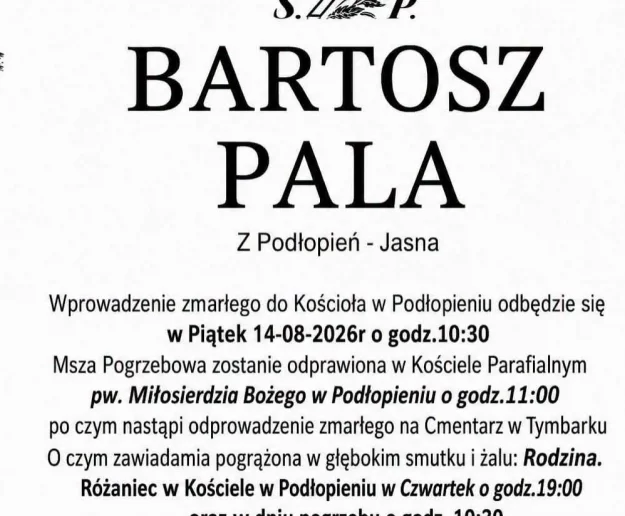 Znana data pogrzebu 18-letniego Bartosza. Tragiczny finał wypadku w Podłopieniu - zdjęcie główne