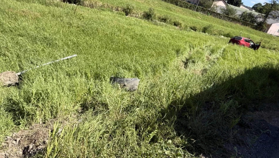 Samochód wypadł z drogi w stronę koryta rzeki - zdjęcie 1
