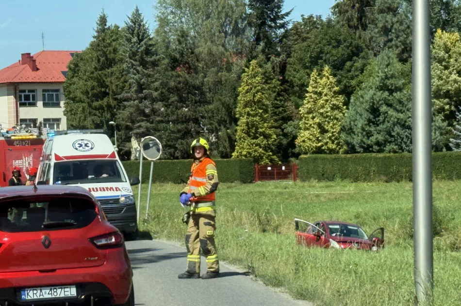 Samochód wypadł z drogi w stronę koryta rzeki - zdjęcie 2