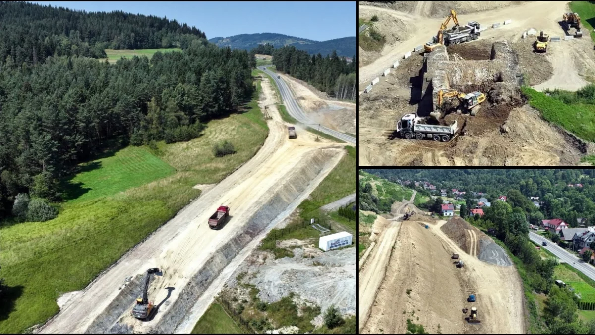 Prace budowlane przy modernizacji linii kolejowej nr 104 na odcinku Mszana Dolna - Kasina Wielka