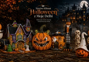 Halloween Dynia Czarownica Wiedźma Zamek Szkielet Figury Mroczna Kolekcja Ozdoba Jesienna Pokoju Domu Tarasu - Zdjęcie główne