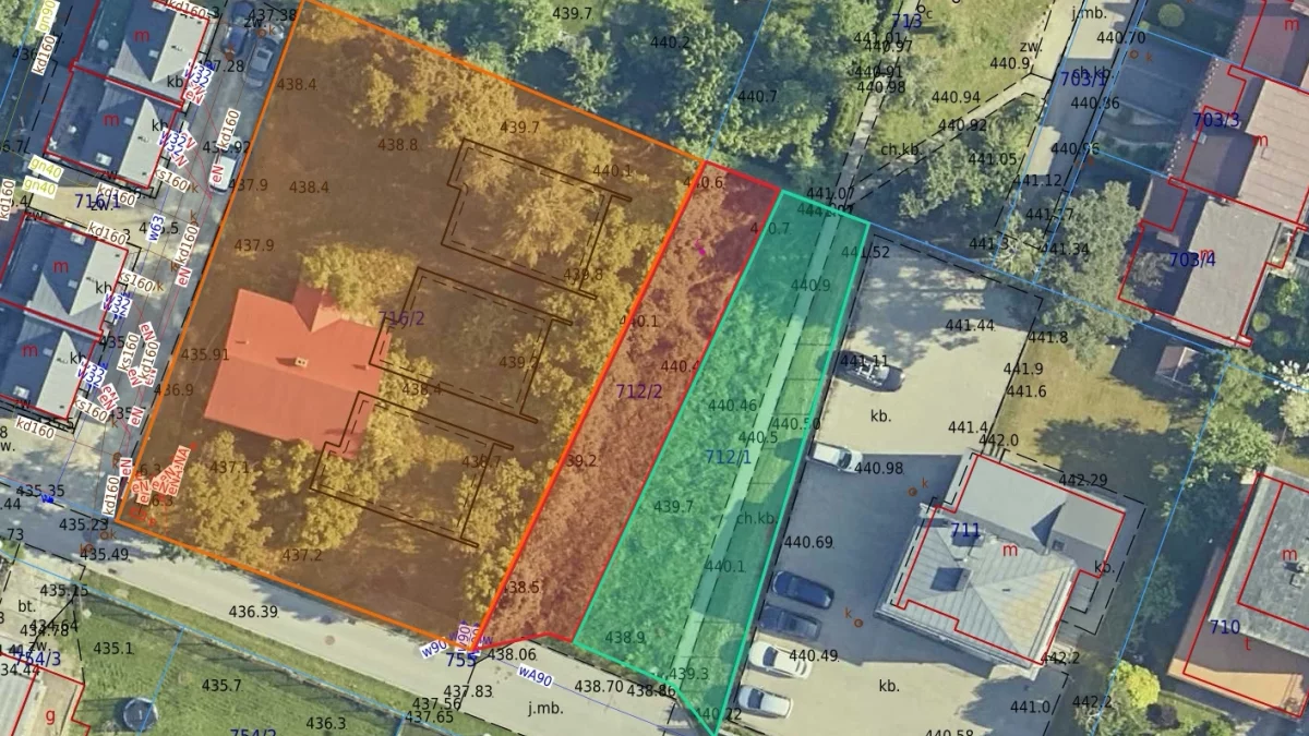 Mapa i dokumenty dotyczące miejskich działek przy ul. Nowej w Limanowej