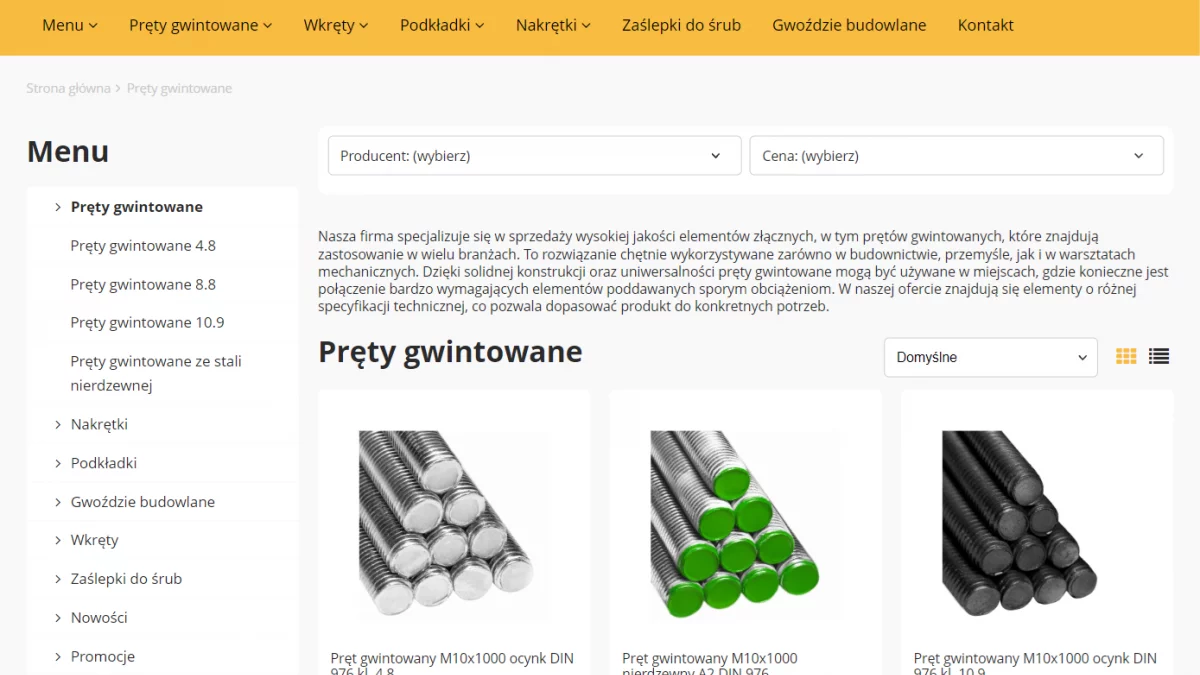 Sklep rex-stal.pl - pręty gwintowane