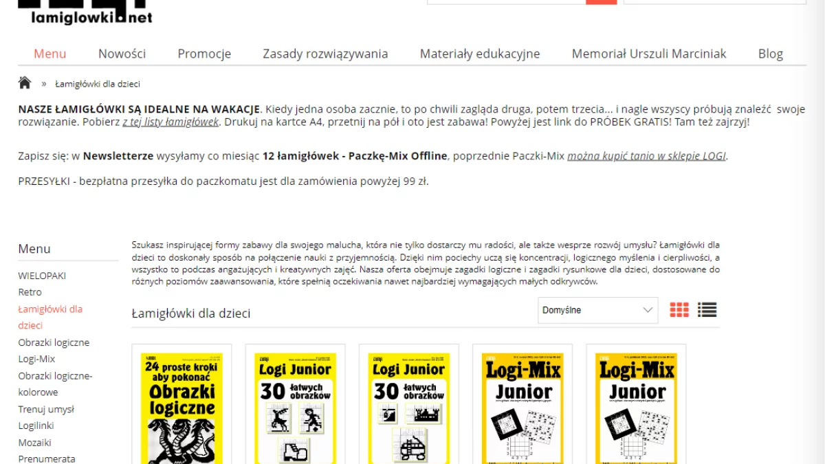 Łamigłówki dla dzieci w sklepie lamiglowki.net