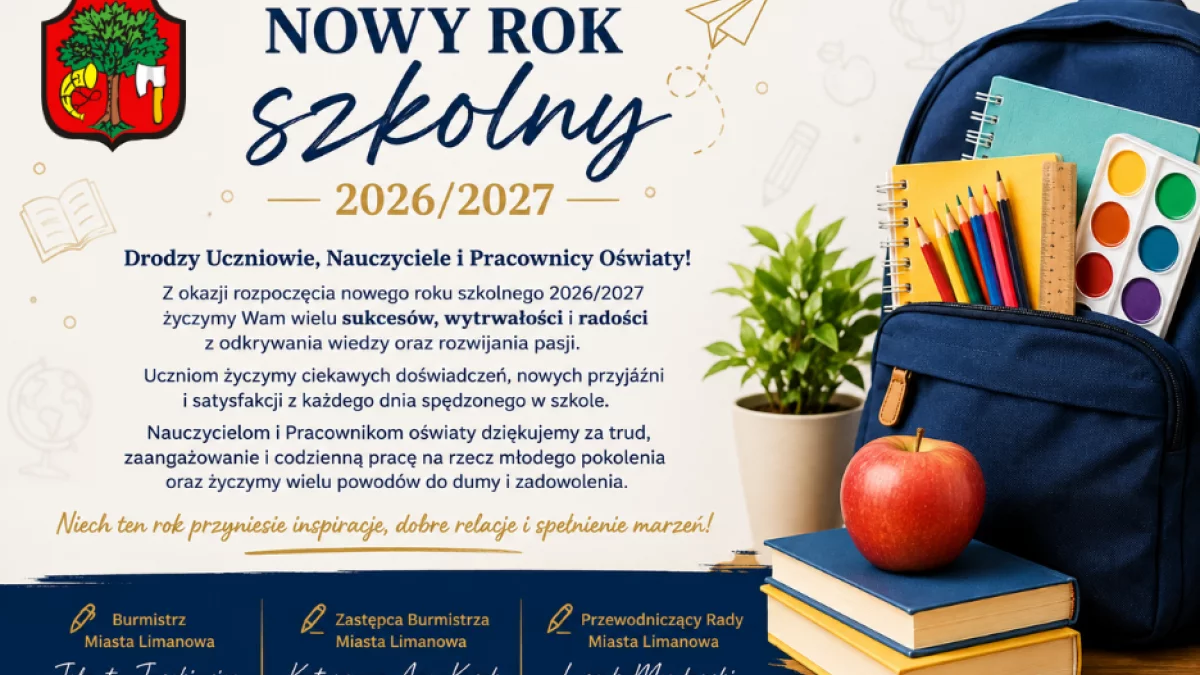 Życzenia dla uczniów, nauczycieli i pracowników oświaty z okazji rozpoczęcia nowego roku szkolnego 2026/2027 