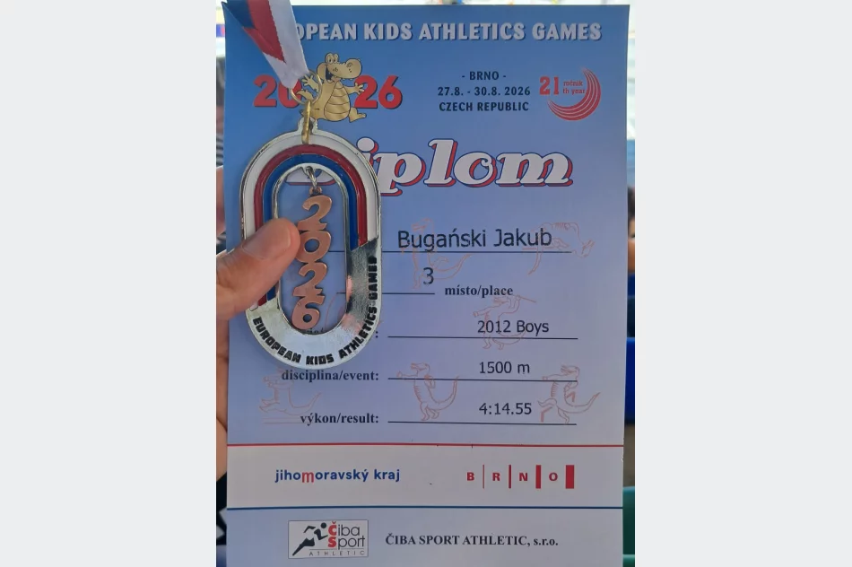 Sukces młodego limanowianina! Jakub Bugański z brązowym medalem European Kids Athletics Games 2026 - zdjęcie 10