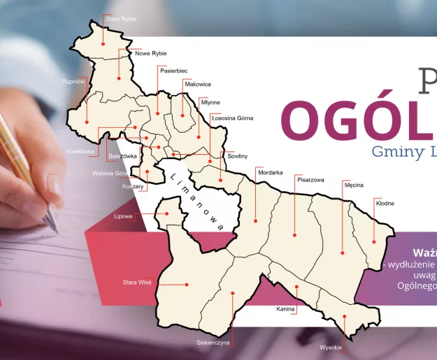 WAŻNA INFORMACJA – WYDŁUŻENIE TERMINU SKŁADANIA UWAG DO PROJEKTU PLANU OGÓLNEGO GMINY LIMANOWA - Zdjęcie główne