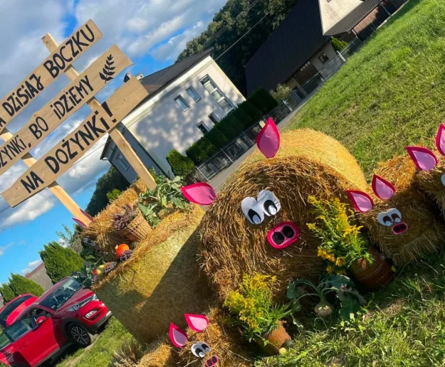 Parada traktorów i ozdoby na dożynkach - zdjęcie główne