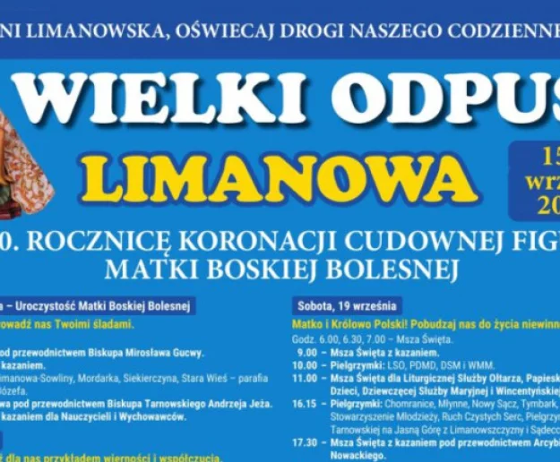  Zbliża się Wielki Odpust Limanowski – w 60. rocznicę koronacji Cudownej Figury Matki Boskiej Bolesnej - Zdjęcie główne