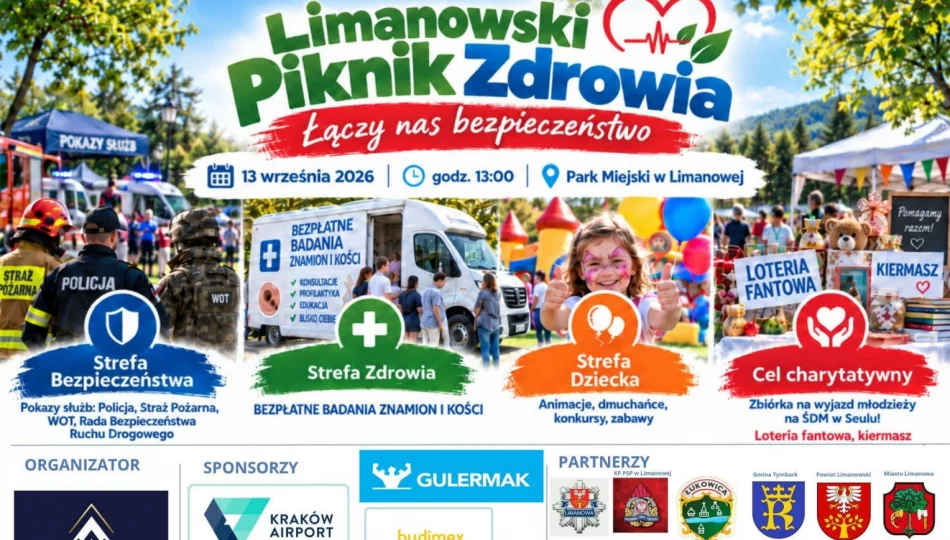 Limanowski Piknik Zdrowia „Łączy nas bezpieczeństwo” 13 września w Parku Miejskim - zdjęcie 1