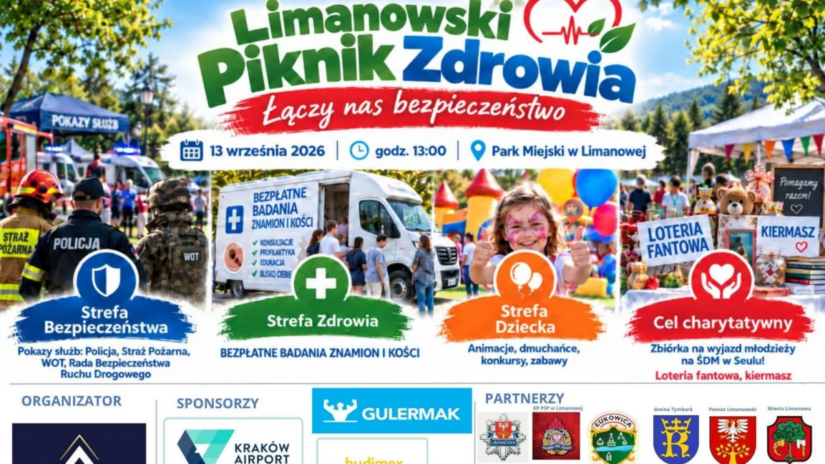 Limanowski Piknik Zdrowia „Łączy nas bezpieczeństwo” 13 września w Parku Miejskim