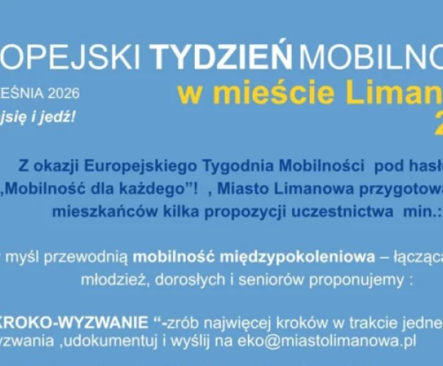 16-22 września – Europejski Tydzień Mobilności 2026 w Limanowej - Zdjęcie główne
