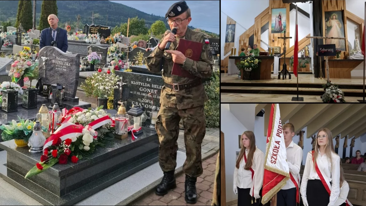 Cmentarz parafialny w Skrzydlnej podczas składania kwiatów na grobie Zofii Grabowskiej
