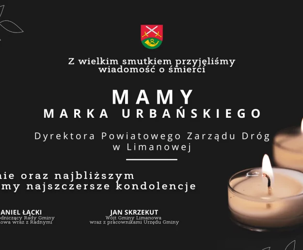 Kondolencje z powodu śmierci MAMY Marka Urbańskiego - Zdjęcie główne