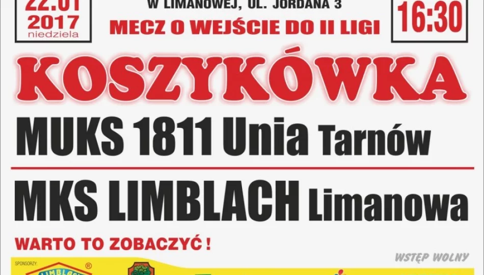 Limanowscy koszykarze stoczą bardzo ważny mecz - zdjęcie 1