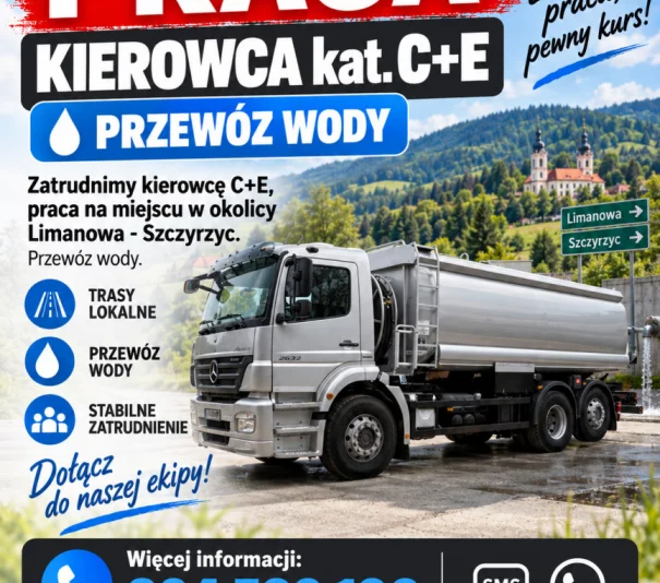 KIEROWCA kat. C+E | PRZEWÓZ WODY - Zdjęcie główne