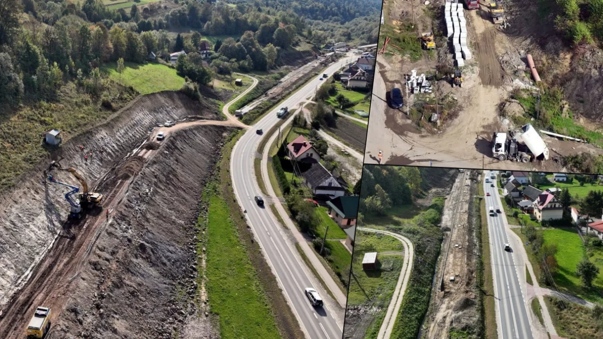 Plac budowy przystanku kolejowego Mszana Dolna Marki nad rzeką Rabą