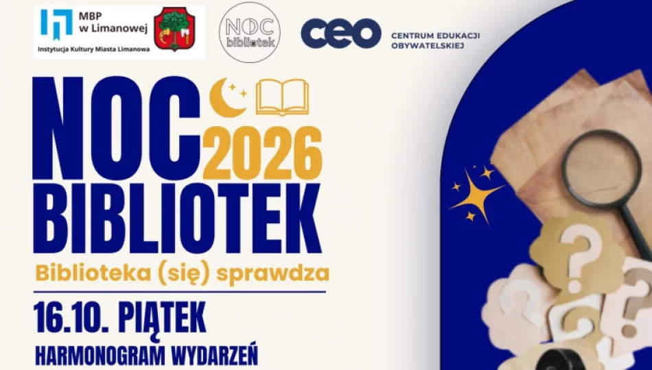 Noc Bibliotek 2026 w Limanowej – dzień pełen zagadek, filmu i podróżniczych inspiracji - zdjęcie 1