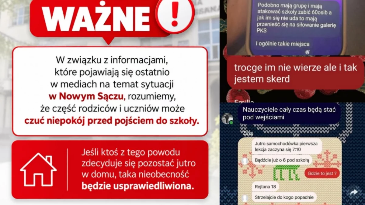 Pogróżki i niepokój wśród uczniów