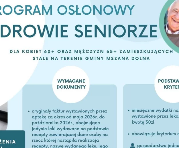 „Na zdrowie seniorze” – pomoc finansowa dla seniorów z Gminy Mszana Dolna - Zdjęcie główne