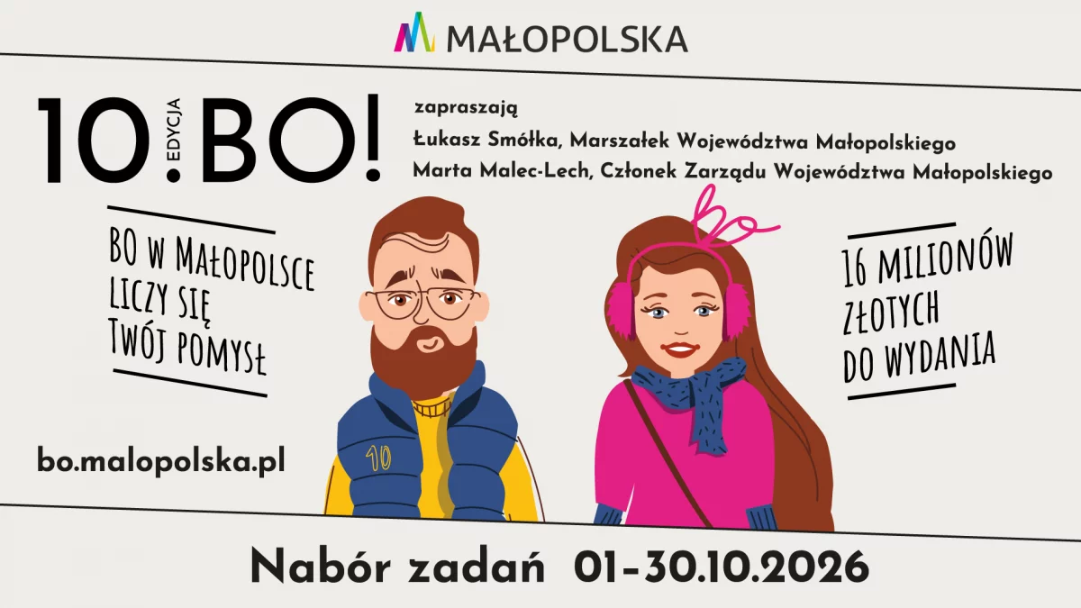 Budżet Obywatelski Województwa Małopolskiego: zgłoś pomysł do 30 października.