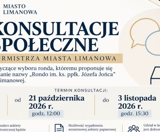 Ogłoszenie konsultacji społecznych w sprawie nazwy ronda w Limanowej - Zdjęcie główne