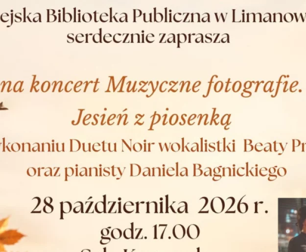 „Muzyczne fotografie. Jesień z piosenką” – koncert w limanowskiej bibliotece - Zdjęcie główne