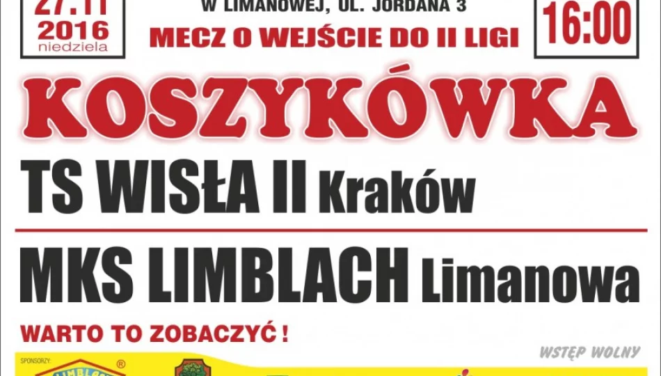 Rezerwy Wisły Kraków na drodze limanowskich koszykarzy - zdjęcie 1