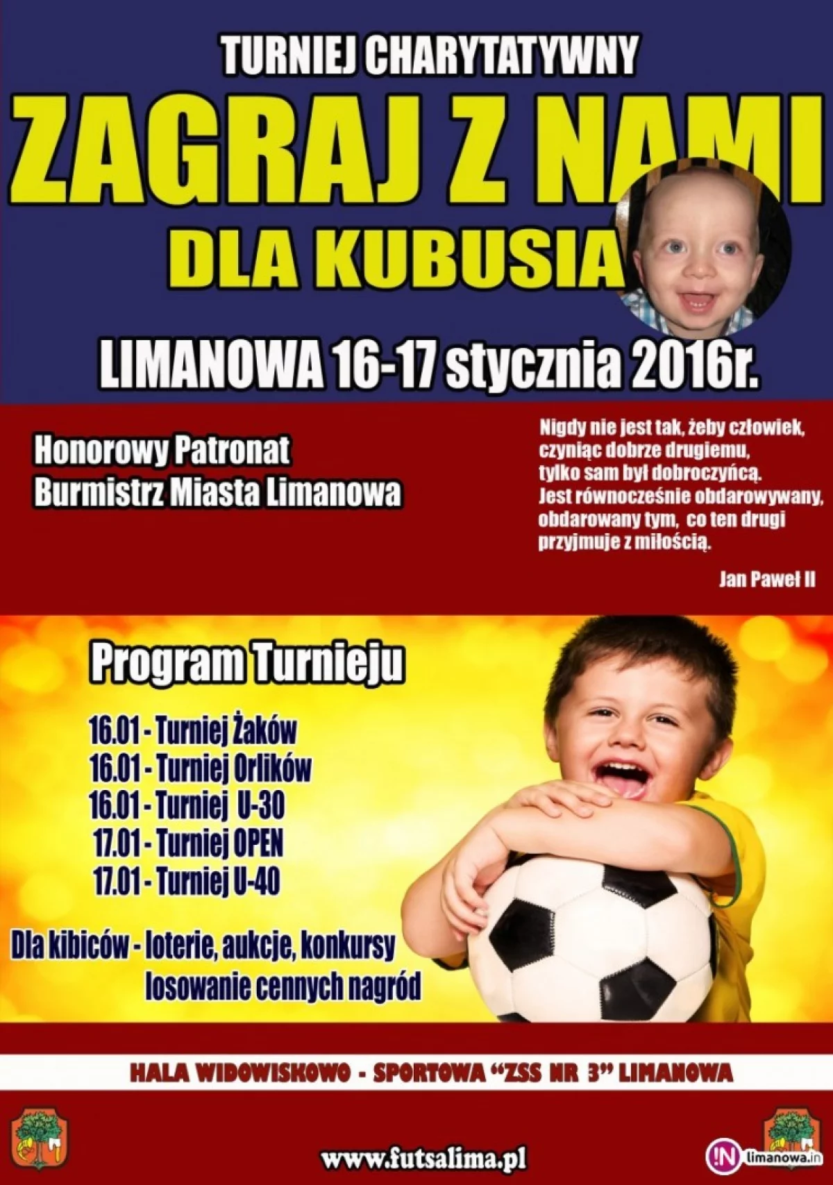 Sportowy turniej, zabawa dla kibiców i pomoc dla Kubusia