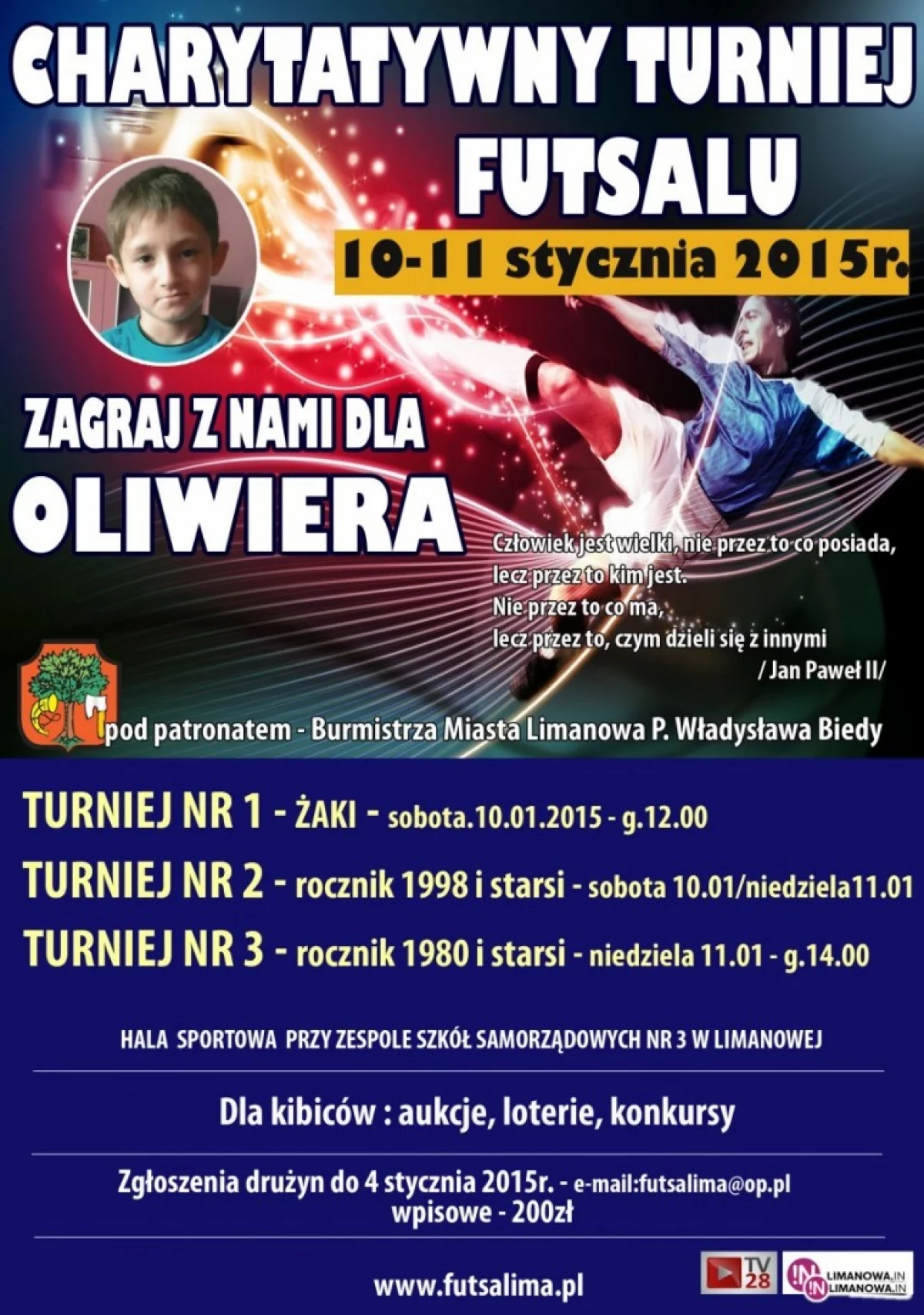 Zagrają dla Oliwiera: jeden turniej w komplecie