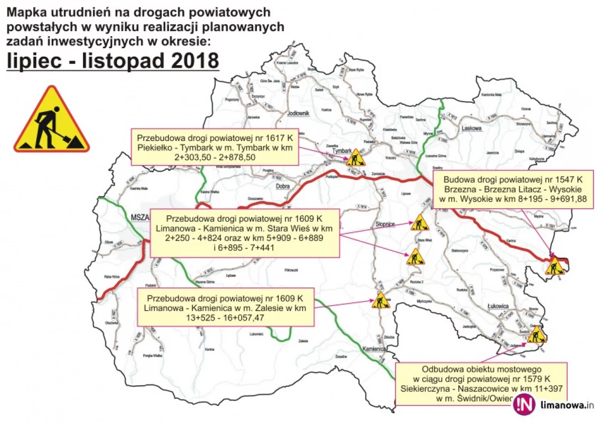 Wakacyjne remonty i utrudnienia na drogach powiatowych