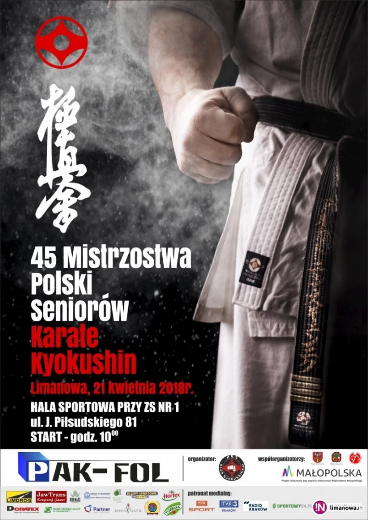 Zapraszamy na transmisję z Mistrzostw Polski Seniorów Karate Kyokushin w Limanowej