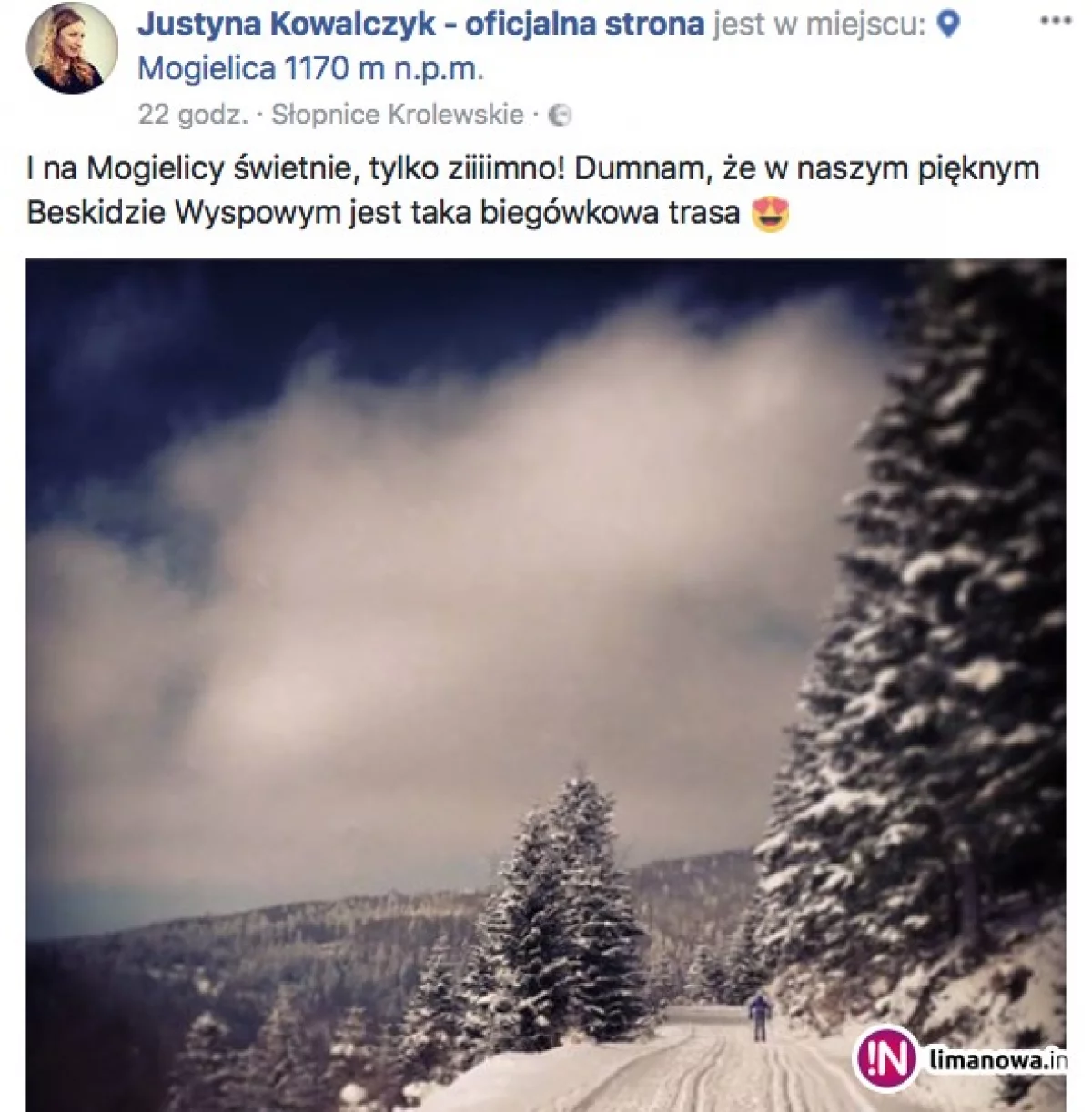 Justyna Kowalczyk dumna z trasy w Beskidzie Wyspowym